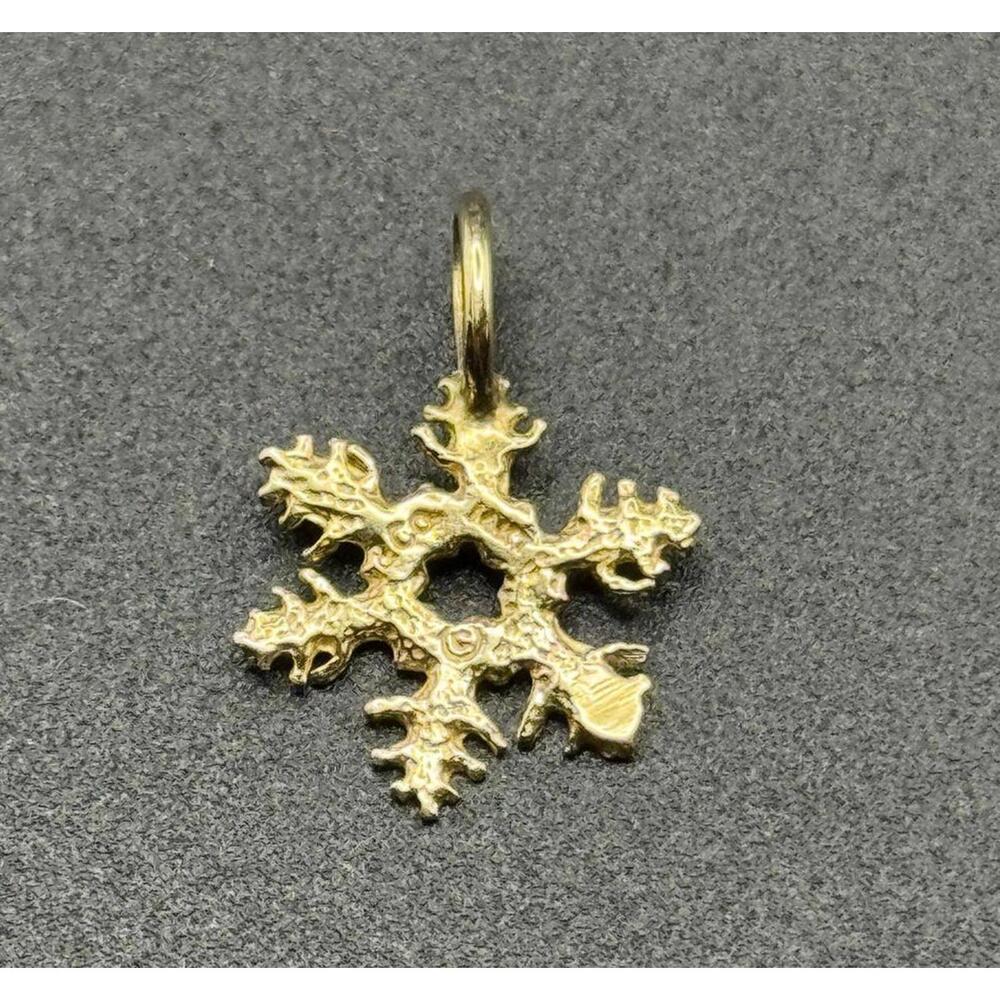 14K Yellow Gold Snowflake Charm Pendant - Picture 3 of 6